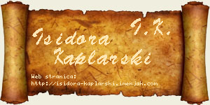 Isidora Kaplarski vizit kartica